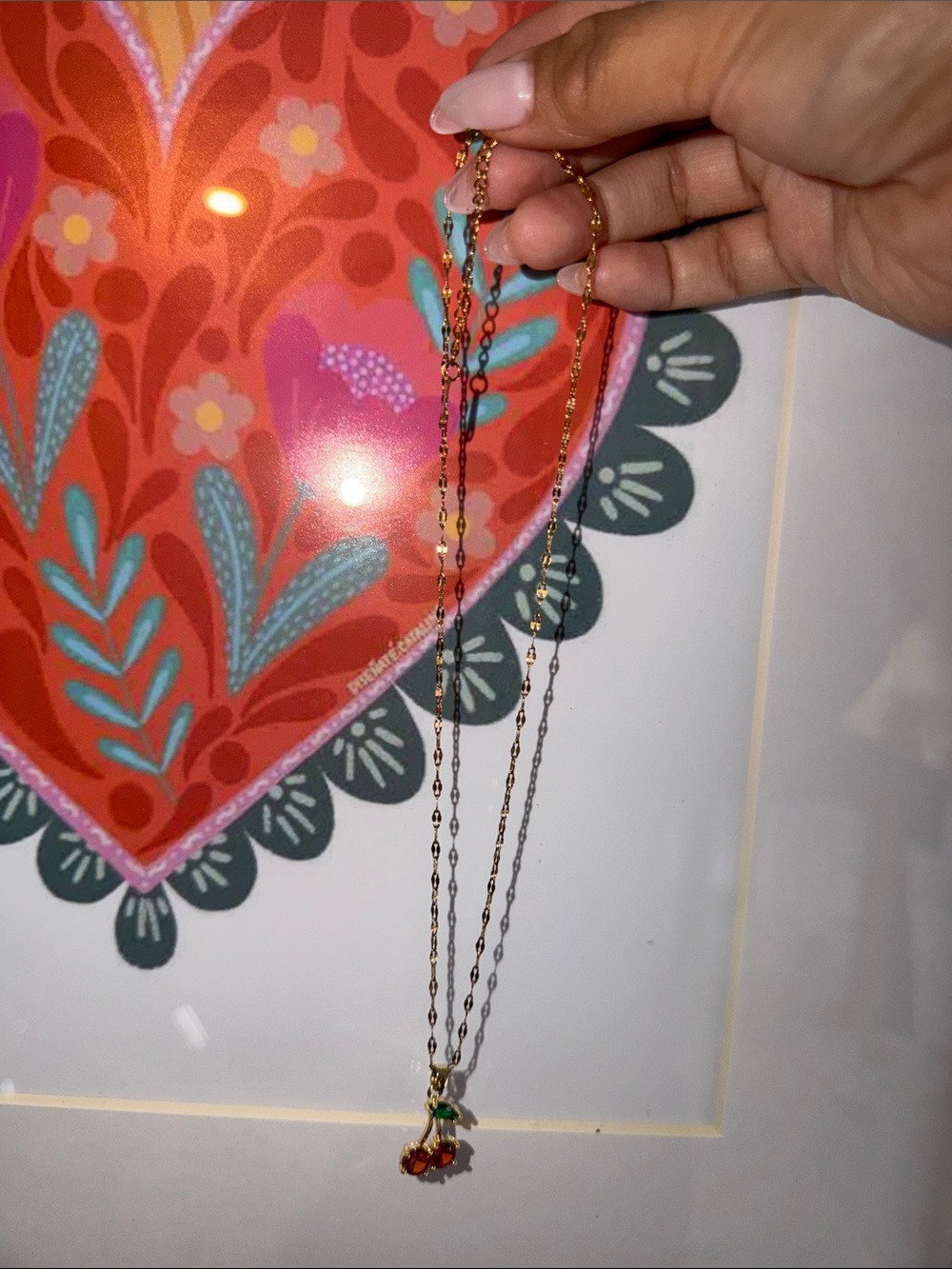 Gold Cherry Pendant Necklace - Women Jewelry